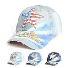 Load image into Gallery viewer, 2018 New Arrival Star USA flag Painting Jean Baseball Cap