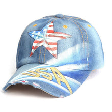 Load image into Gallery viewer, 2018 New Arrival Star USA flag Painting Jean Baseball Cap